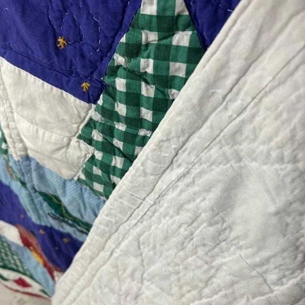 Folk Art Winter Village‎ Appliqué Quilt Handmade Cottagecore 50x57